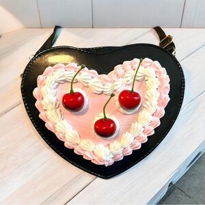 Heart-Shaped Black and Pink Cherry Bag